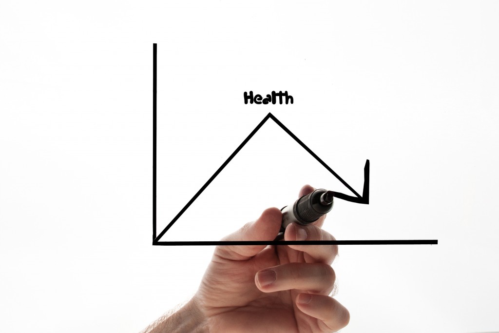 Health related graph with hand