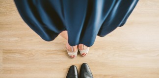 suit couple blue shoes