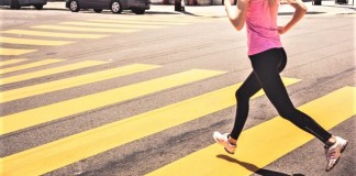 blonde woman running over the pedestrian crossing picjumbo com e1483042543383 pic