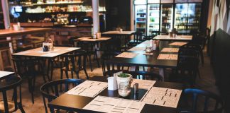 restaurant menus on tables