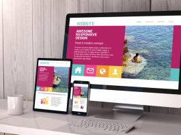ecommerce website Digital generated devices on desktop, responsive website design on screen
