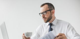 Businessman doing paperwork