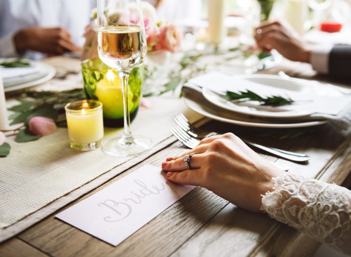 Bride's hand with wedding ring