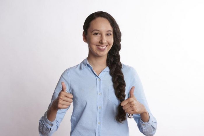 Woman giving thumbs up