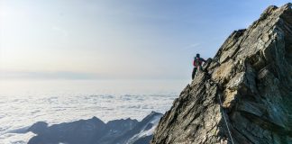 Rock climber on ridge