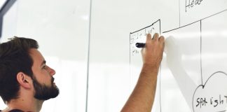 Man writing on a whiteboard