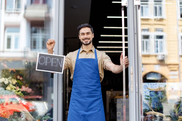 Florist with open sign