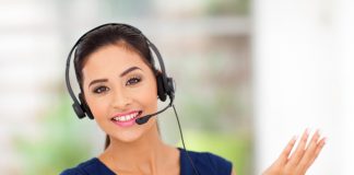 Customer service woman smiling