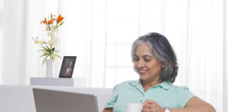 Woman working on a laptop