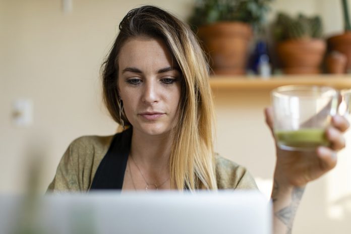 Woman working at her laptop