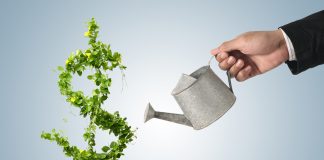 Businessman and watering pot