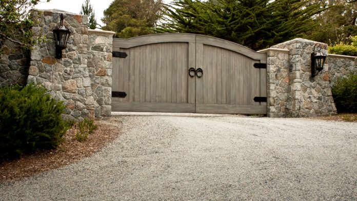 Residential entry gate and driveway