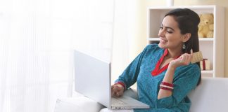 Woman using laptop