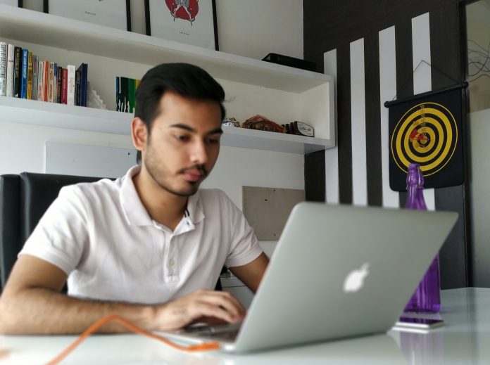 Man working on laptop