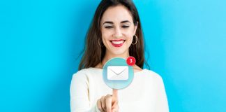 Email icon with young woman