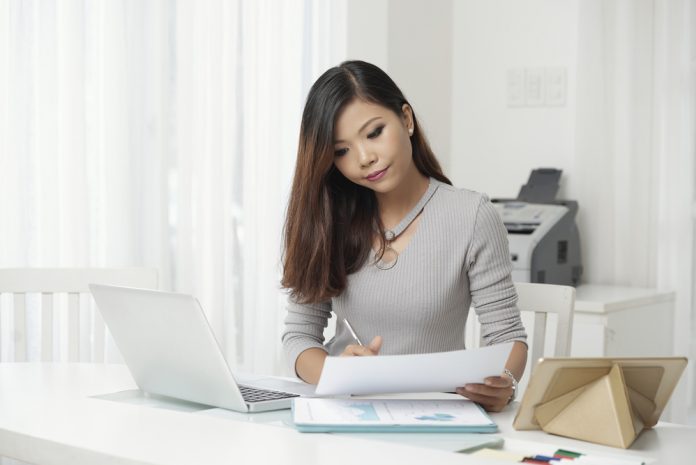 Woman in home office