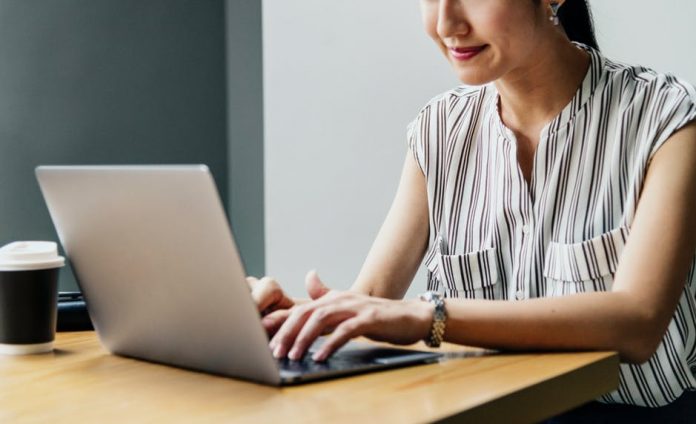 Woman typing