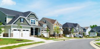 Street of suburban homes