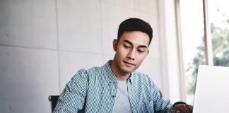 Man working on laptop