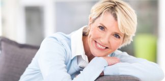 Senior woman relaxing on a couch