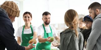 Volunteers Serving Food