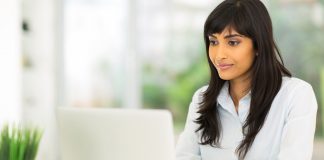 Businesswoman using computer