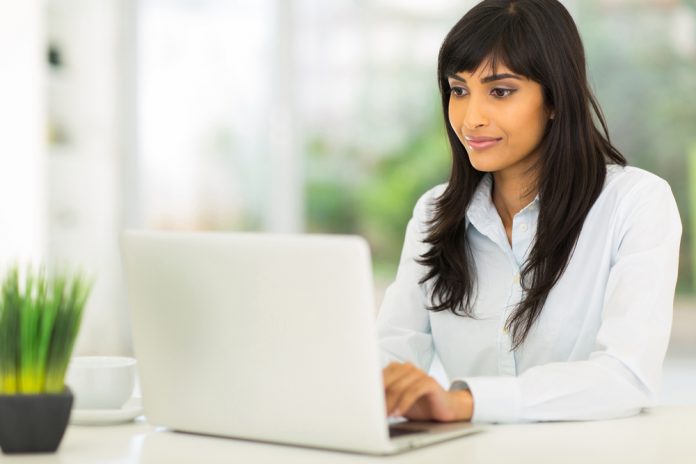 Businesswoman using computer