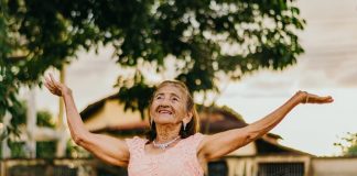 Happy elderly woman