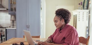 Woman working at home