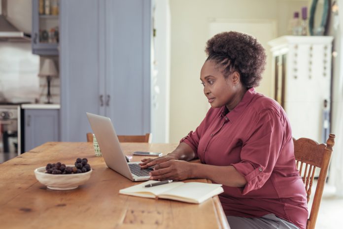 Woman working at home