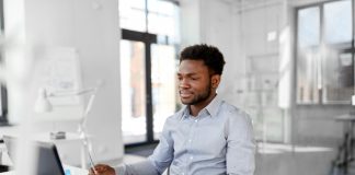 Businessman working in office