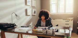 Woman working from home