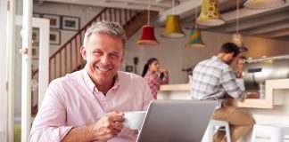 Man working in a cafe