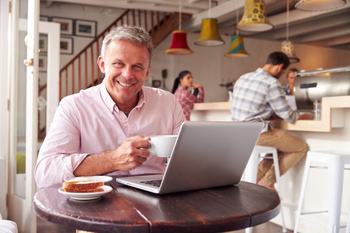 Man working in a cafe