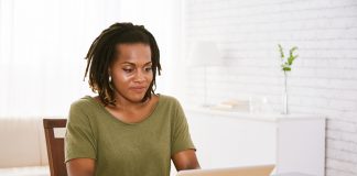 Businesswoman working from home