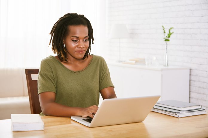 Businesswoman working from home