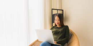 Woman using laptop