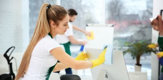 People Cleaning an Office