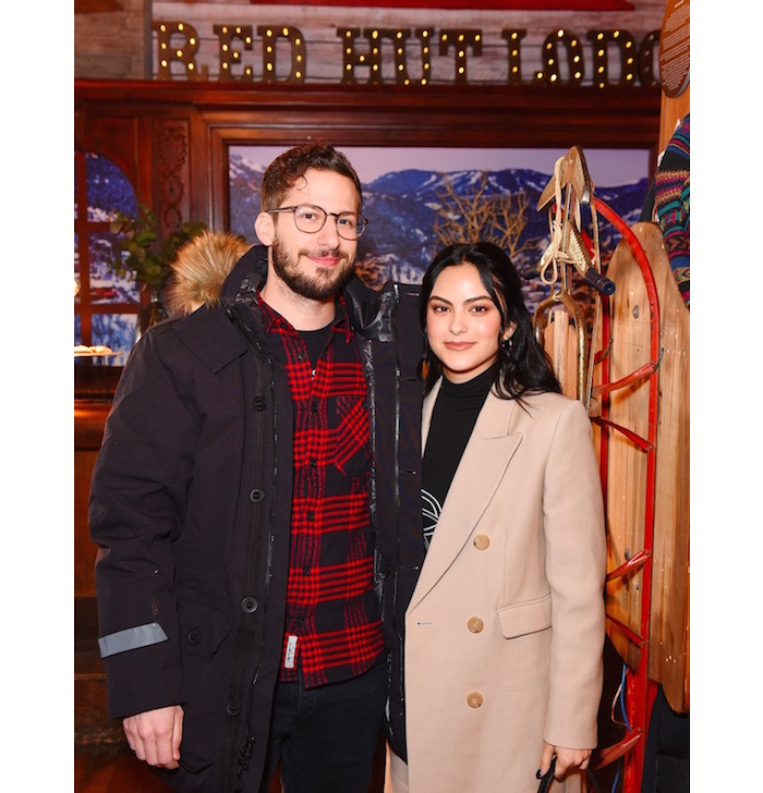 Andy Samberg and Camila Mendes of 'Palm Springs' attend the Pizza Hut x Legion M Lounge during Sundance Film Festival on January 25, 2020 in Park City, Utah. (Photo by Presley Ann/Getty Images for Pizza Hut)