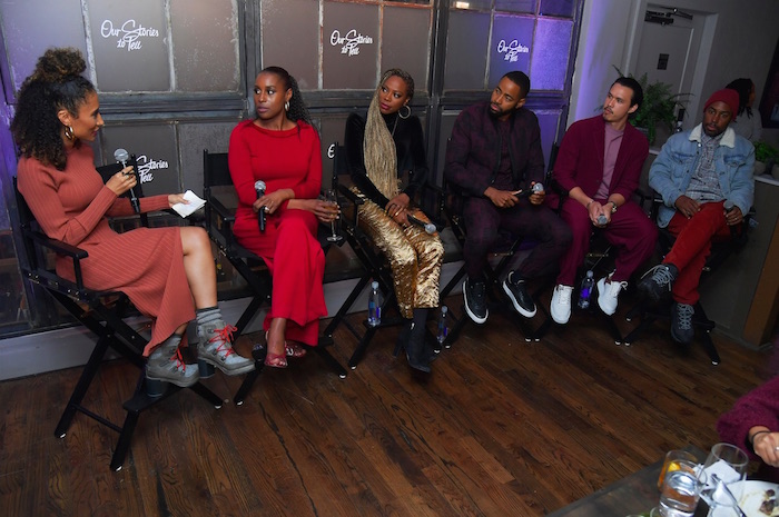 Elaine Welteroth, Issa Rae, Yvonne Orji, Jay Ellis, Alexander Hodge and Prentice Penny