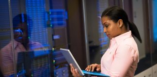 Woman in Front of Data Room