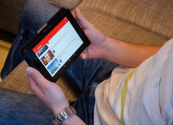 Tablet Showing YouTube