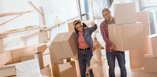 Couple with Moving Boxes