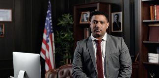 Lawyer sitting on desk