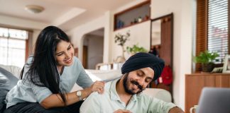 Couple doing accounting