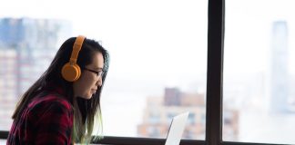 Woman using laptop