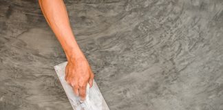 Polished wet concrete surface