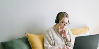 Woman studying online