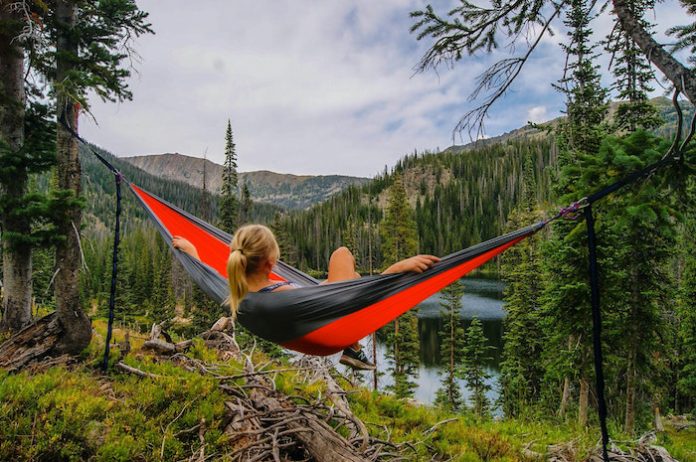 Woman Relaxing on Hammock