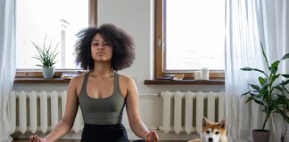 Woman Doing Yoga at Home